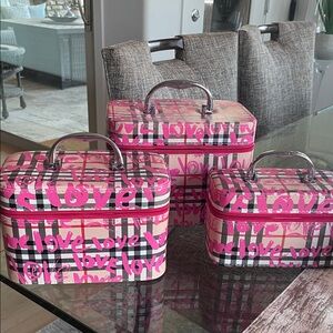 BUY NOW Pink and Black Love Print Cosmetic Case Set